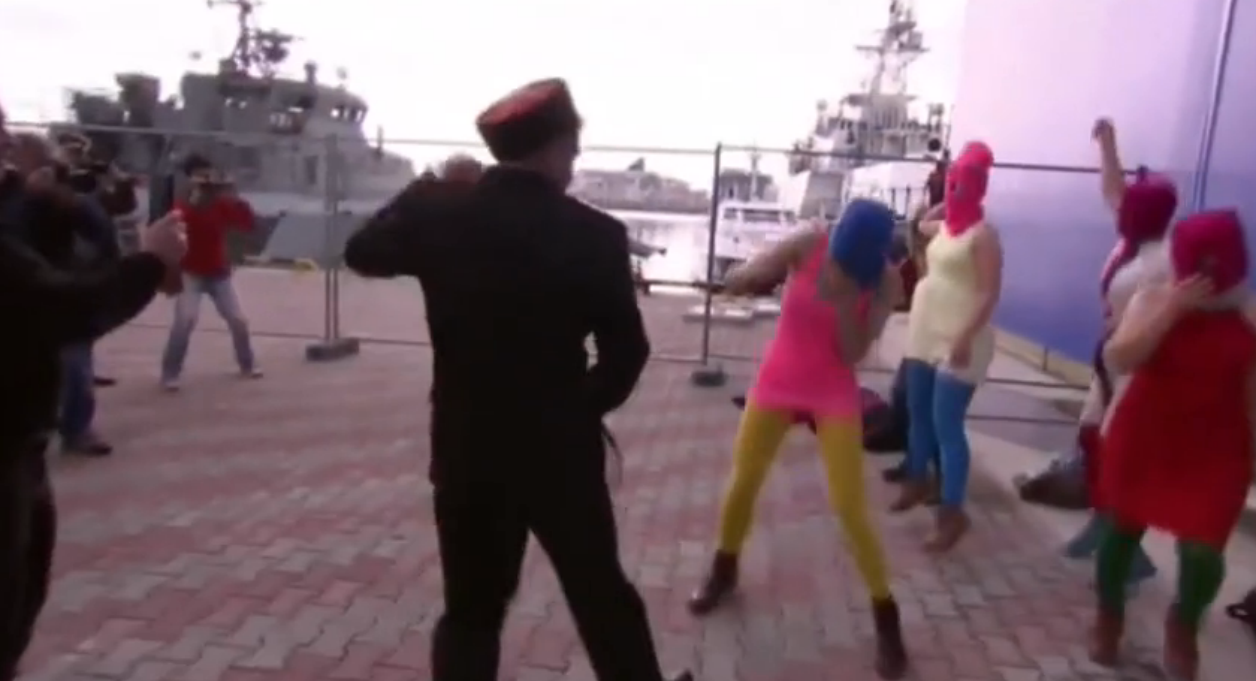 Pussy Riot attacked by "Cossack" gang.